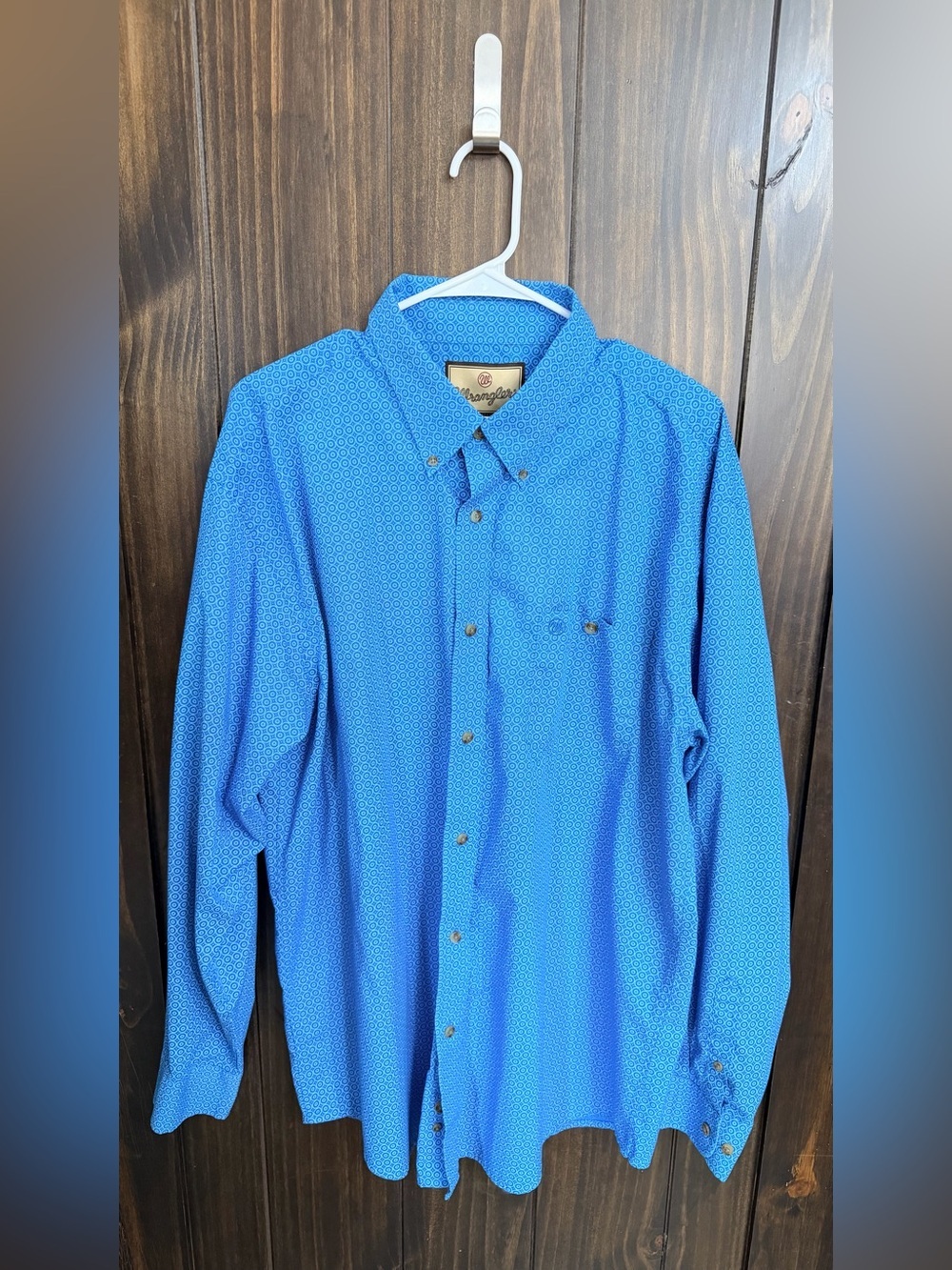 Wrangler Blue Patterned Button-Down Western Shirt-Size:XL - Picture 4 of 7